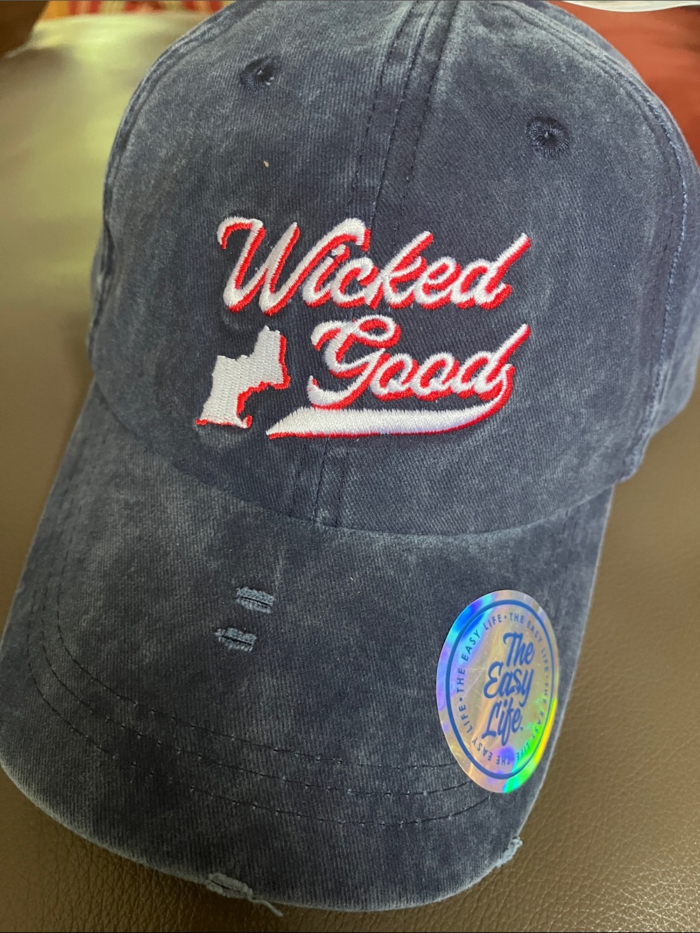 “wicked Good” Navy Embroidered Baseball Cap